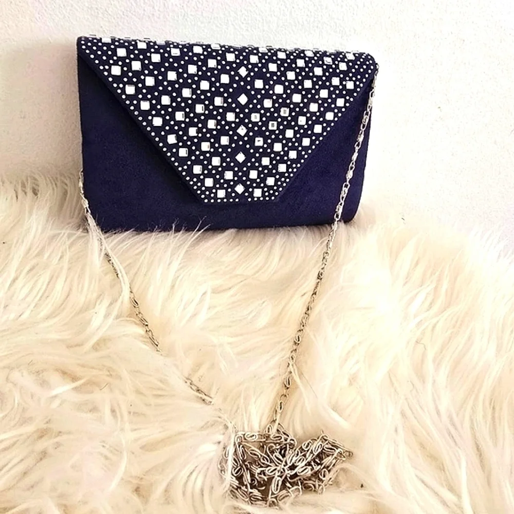 Classic Women's Envelope Clutch/Shoulder Purse Sequined Blue 🌴